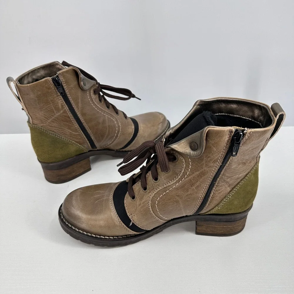 Dromedaris Karissa Ankle Boots EU 38 Brushed Scrunched Leather Combat Style